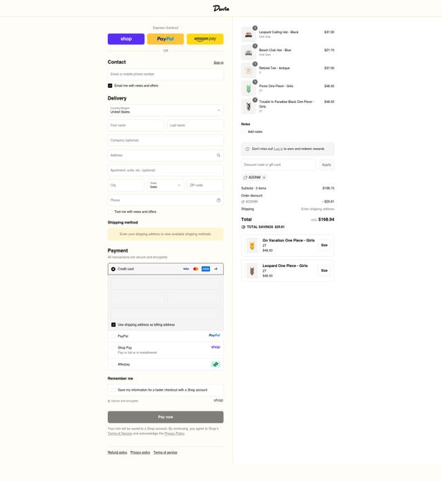 Duvin Design checkout page showing Duvin Design coupon code box | Screenshot taken by SimplyCodes community member on Sep 12, 2025