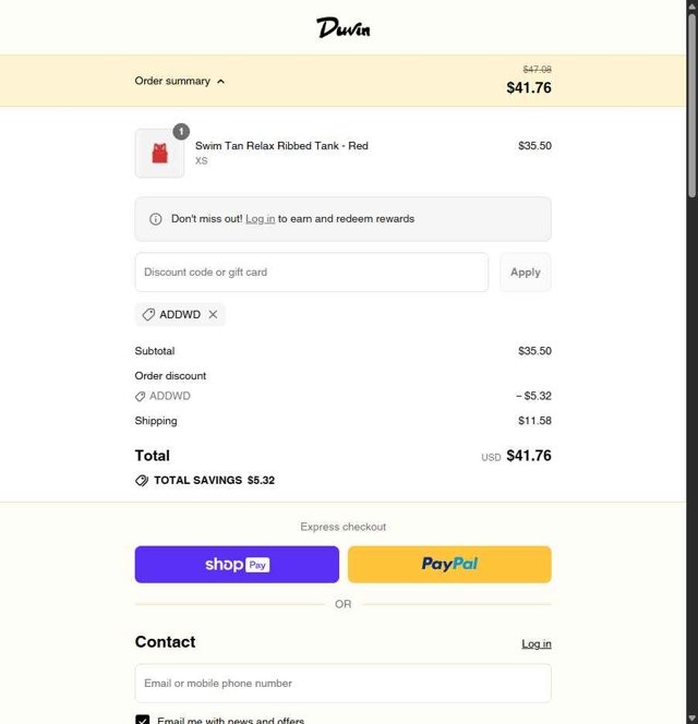 Duvin Design checkout page showing Duvin Design coupon code box | Screenshot taken by SimplyCodes community member on Aug 28, 2025