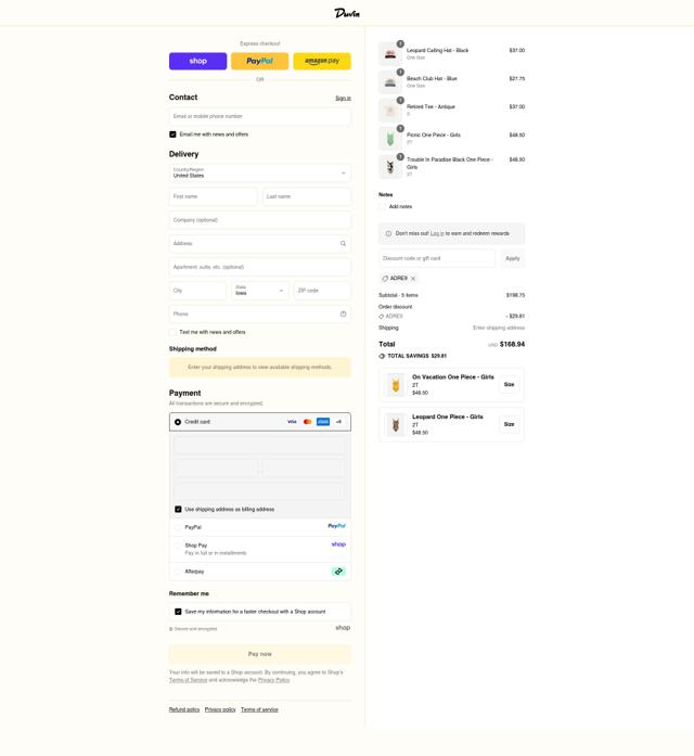 Duvin Design checkout page showing Duvin Design coupon code box | Screenshot taken by SimplyCodes community member on Sep 12, 2025