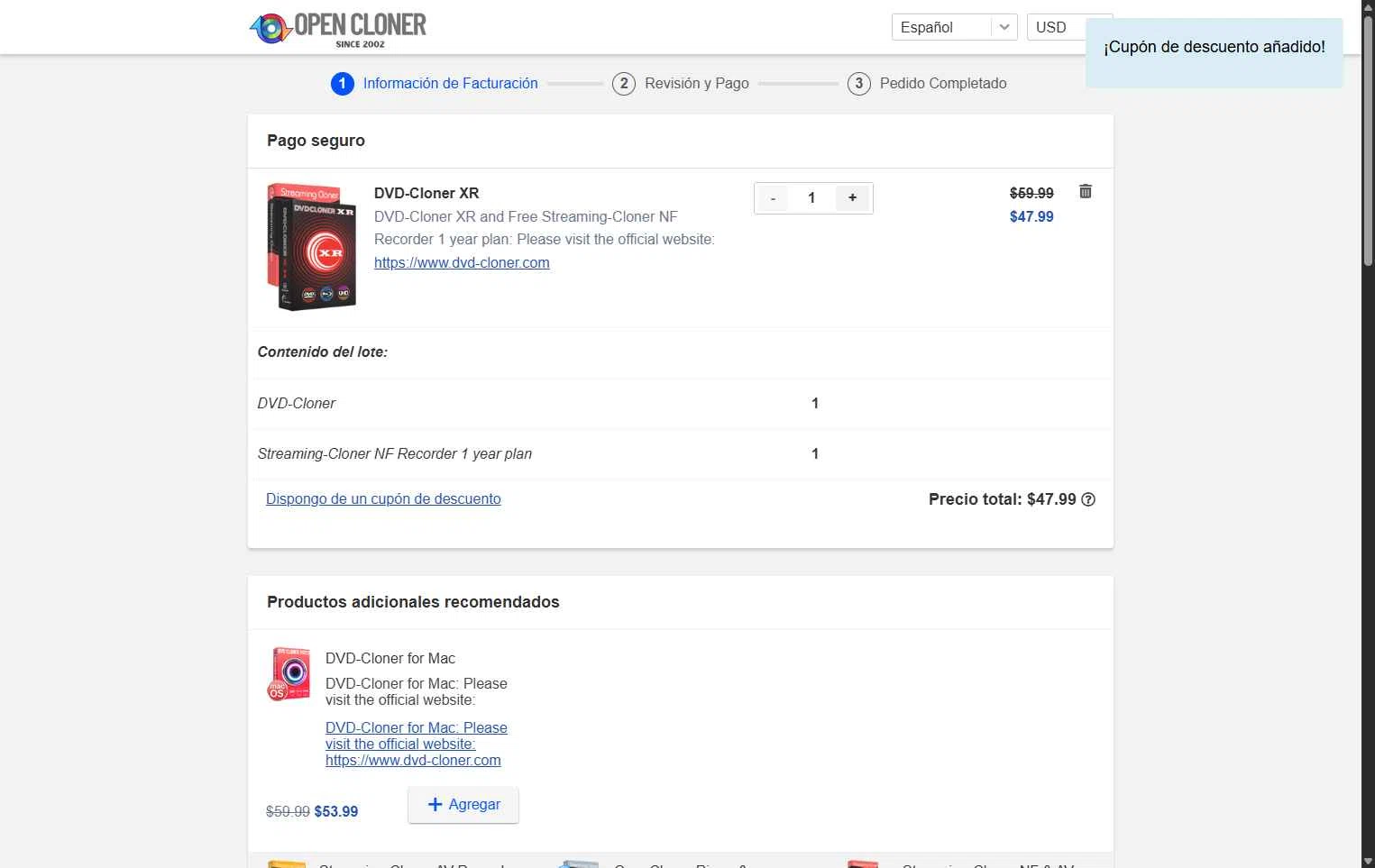 DVD-Cloner checkout page showing DVD-Cloner promo code box | Screenshot taken by SimplyCodes community member on Nov 12, 2025