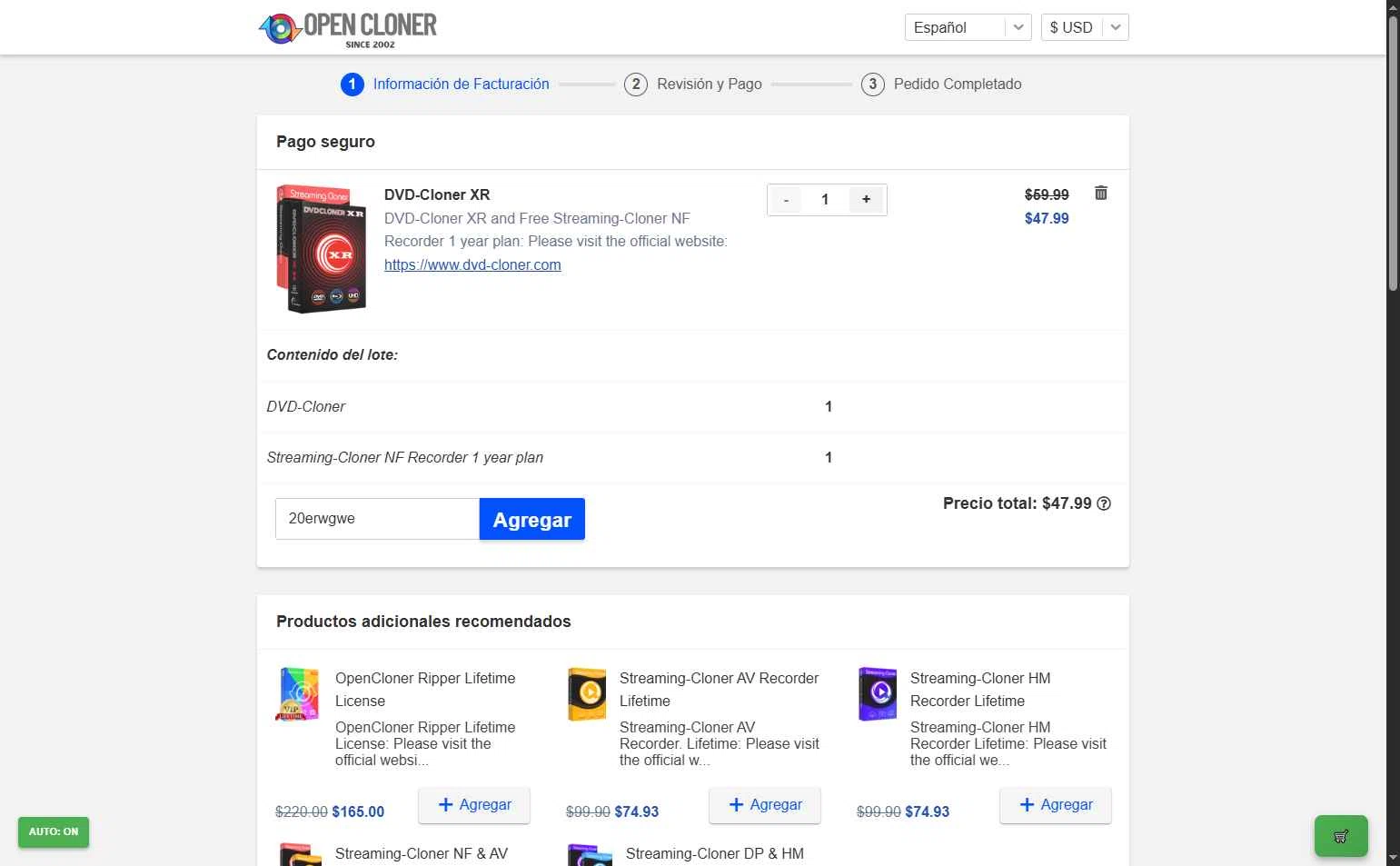 DVD-Cloner checkout page showing DVD-Cloner promo code box | Screenshot taken by SimplyCodes community member on Dec 11, 2025