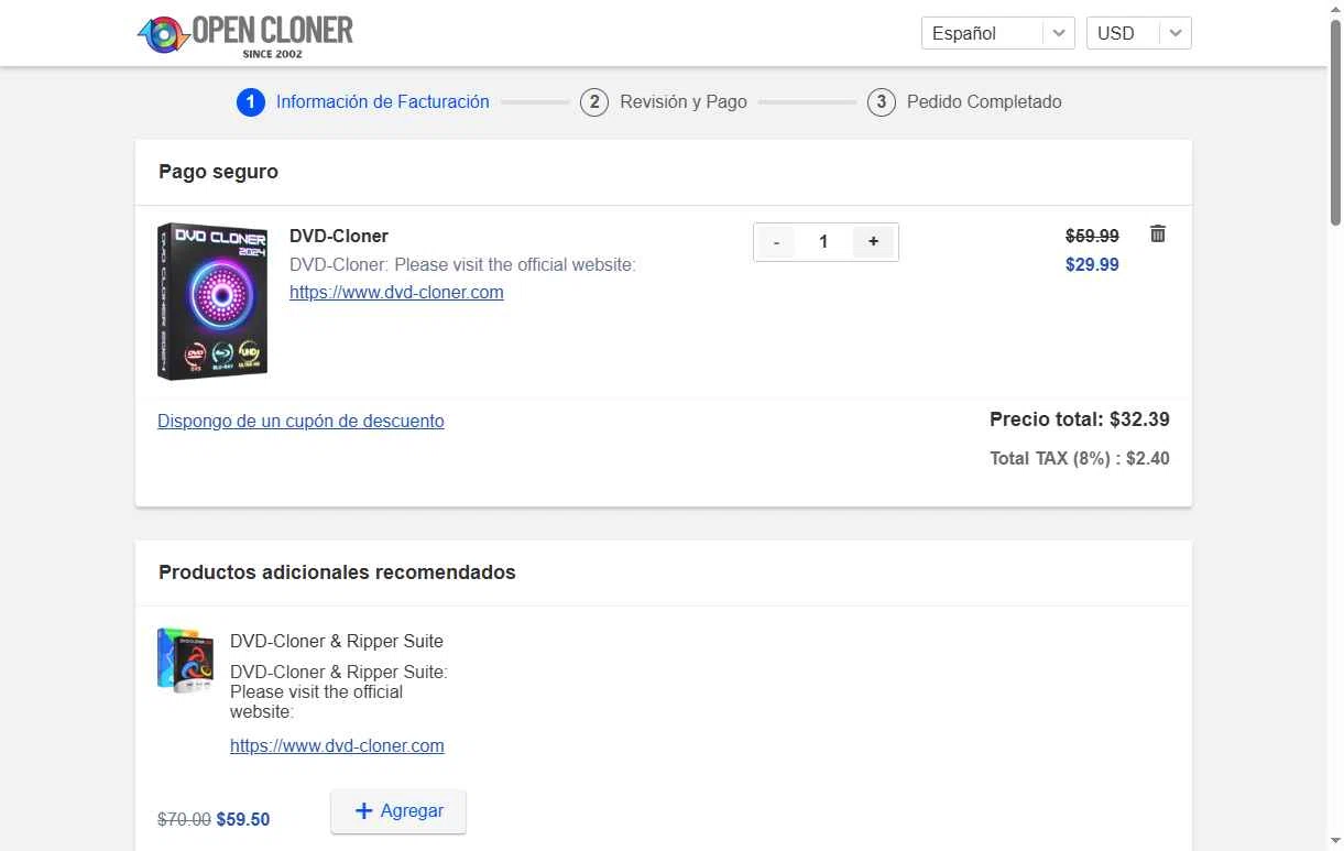 DVD-Cloner checkout page showing DVD-Cloner promo code box | Screenshot taken by SimplyCodes community member on Jun 10, 2025
