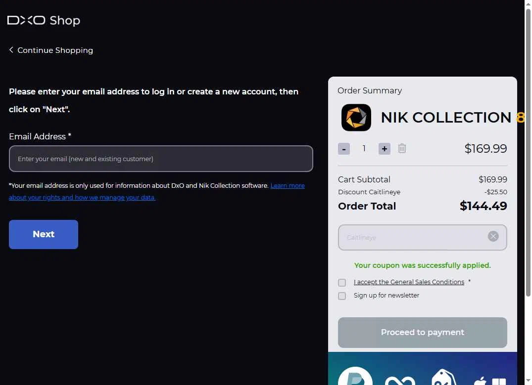 DxO checkout page showing DxO promo code box | Screenshot taken by SimplyCodes community member on Feb 2, 2026