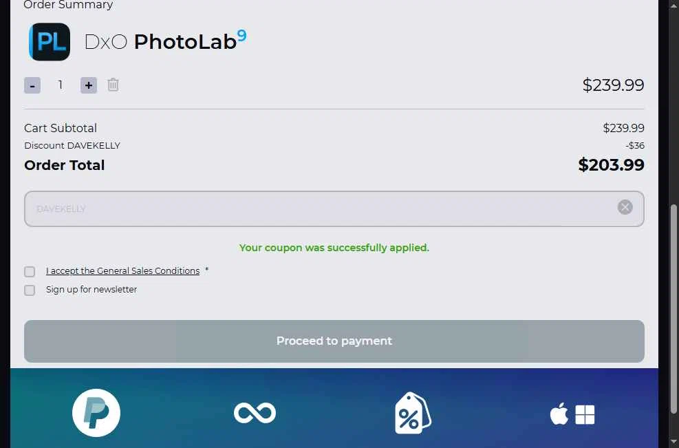 DxO checkout page showing DxO promo code box | Screenshot taken by SimplyCodes community member on Jan 21, 2026