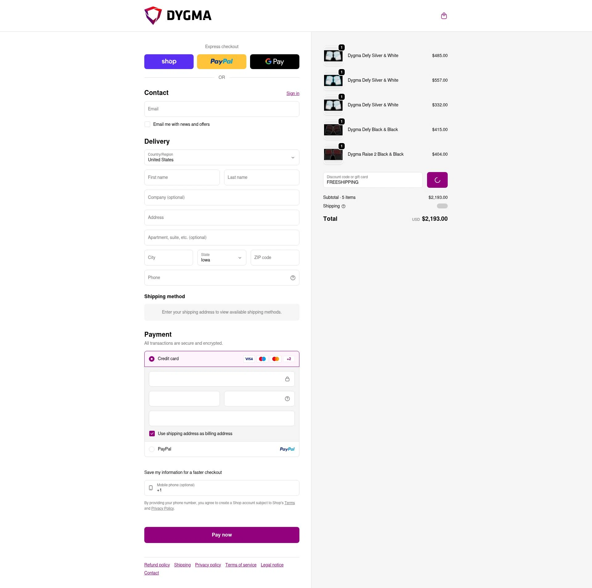 Dygma checkout page showing Dygma discount code box | Screenshot taken by SimplyCodes community member on Feb 8, 2026
