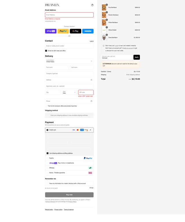 Dylanlex checkout page showing Dylanlex coupon code box | Screenshot taken by SimplyCodes community member on Aug 10, 2025
