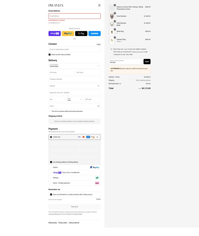 Dylanlex checkout page showing Dylanlex coupon code box | Screenshot taken by SimplyCodes community member on Jul 28, 2025