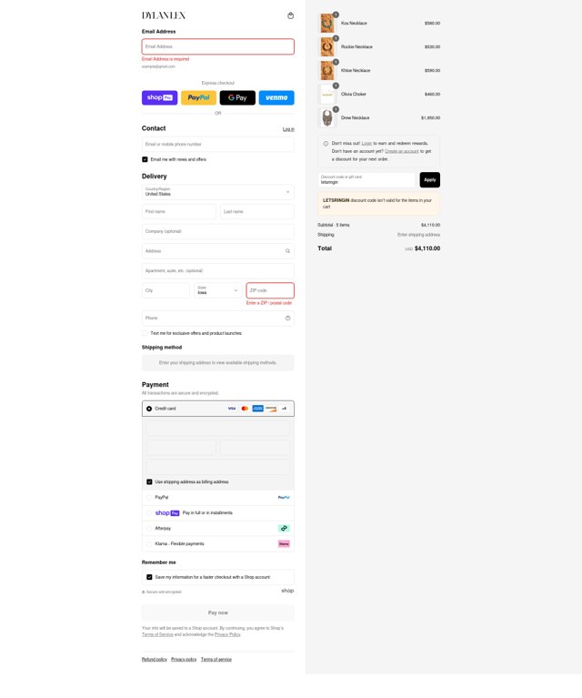 Dylanlex checkout page showing Dylanlex coupon code box | Screenshot taken by SimplyCodes community member on Aug 14, 2025
