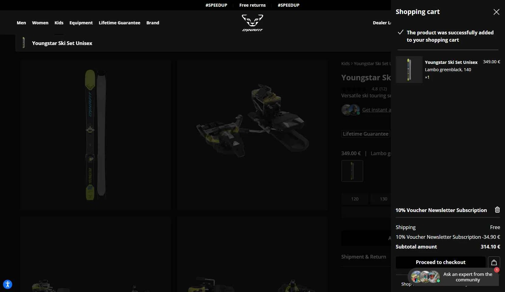 Dynafit checkout page showing Dynafit discount code box | Screenshot taken by SimplyCodes community member on Aug 18, 2025