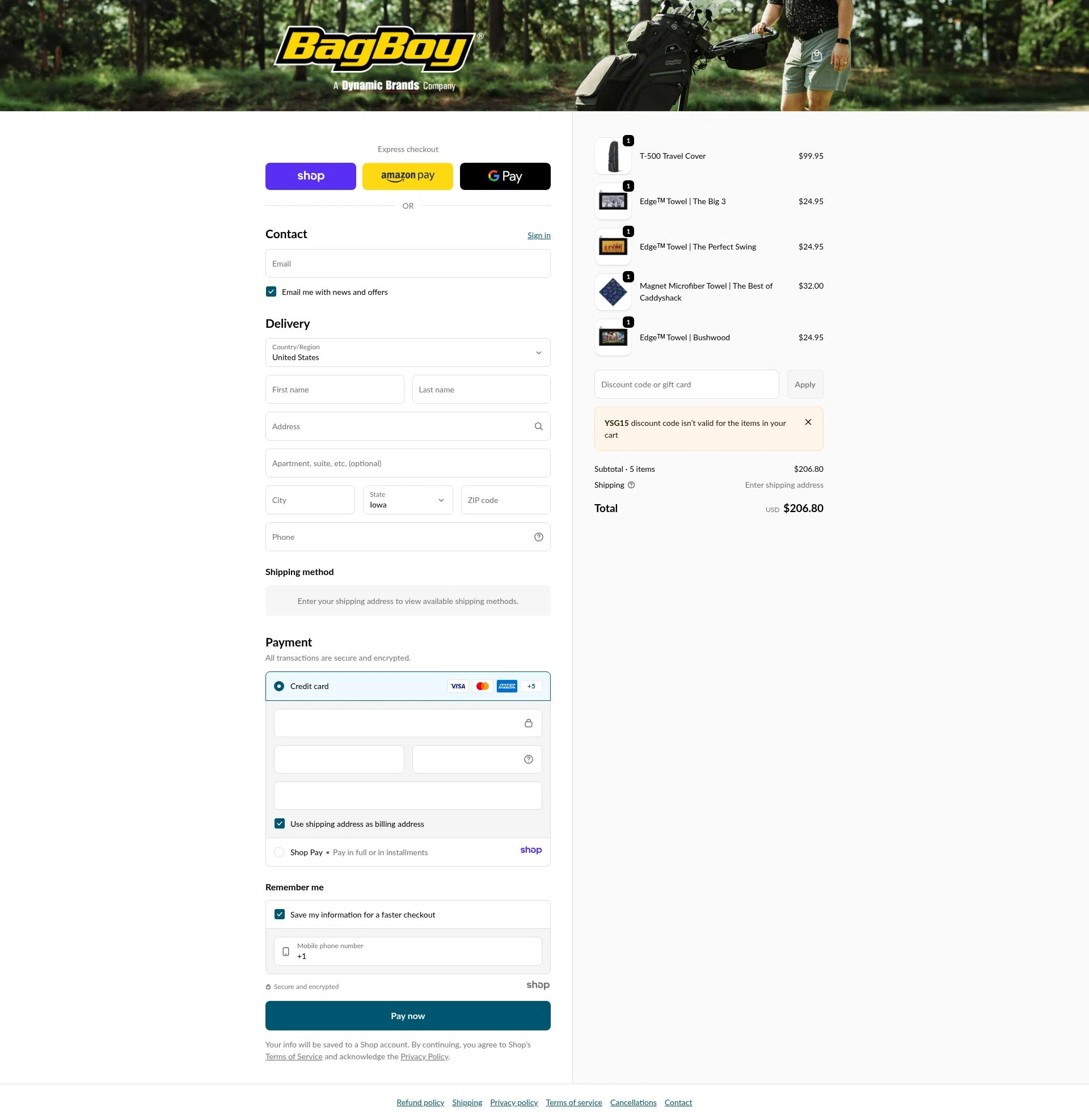 Dynamic Brands checkout page showing Dynamic Brands promo code box | Screenshot taken by SimplyCodes community member on Jan 5, 2026