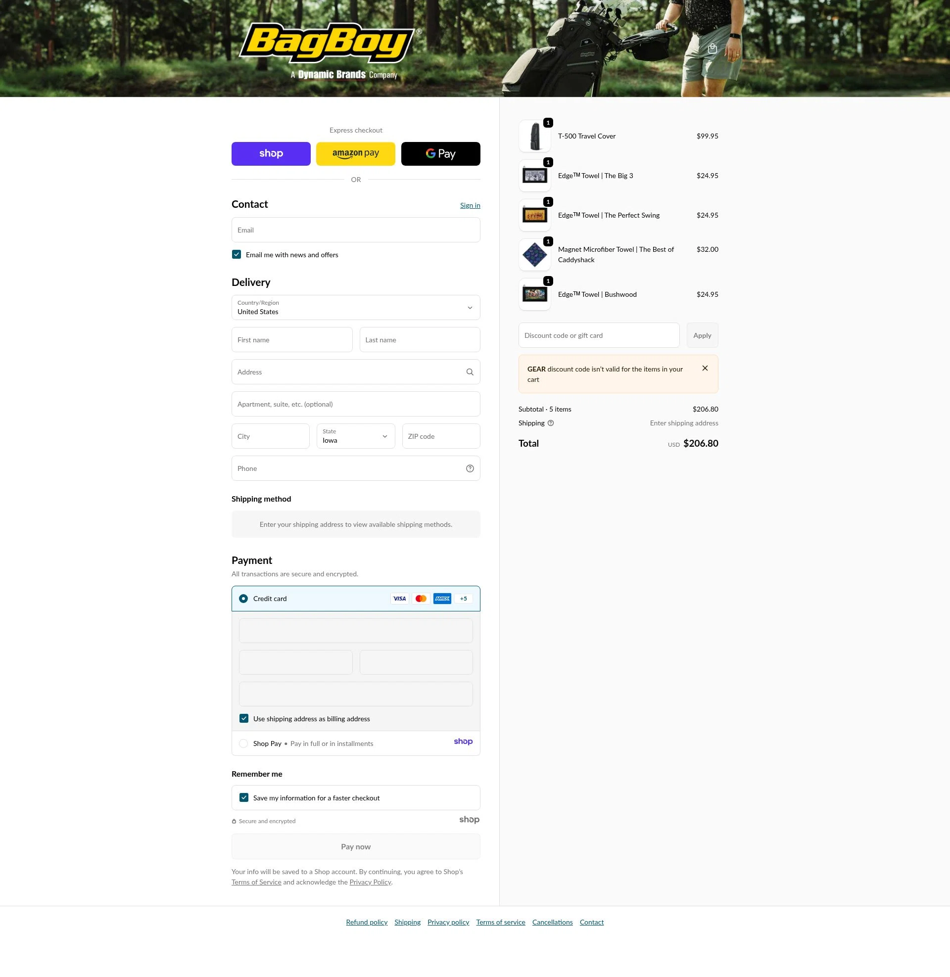 Dynamic Brands checkout page showing Dynamic Brands promo code box | Screenshot taken by SimplyCodes community member on Jan 5, 2026