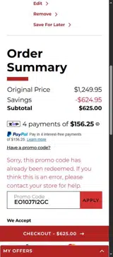 D'youville Saints coupon verification screenshot