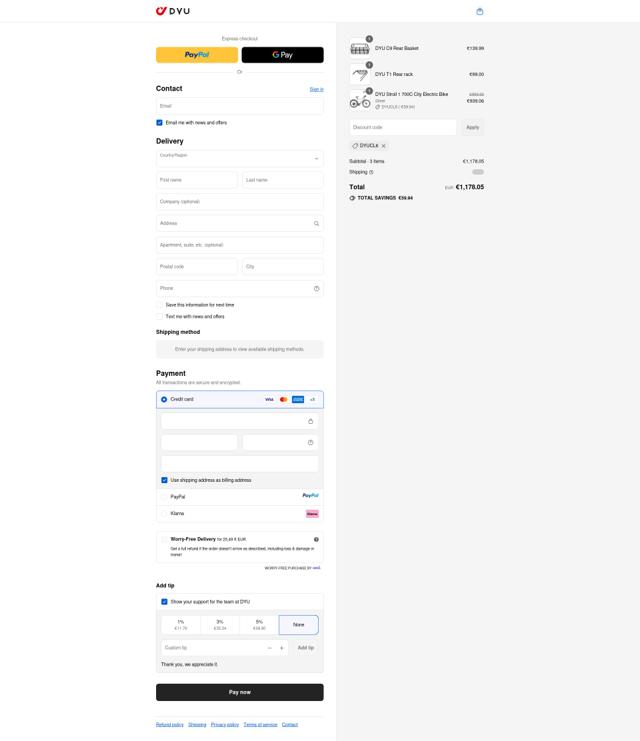 DYU checkout page showing DYU discount code box | Screenshot taken by SimplyCodes community member on Sep 12, 2025
