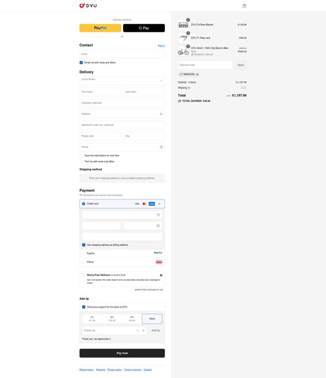 DYU checkout page showing DYU discount code box | Screenshot taken by SimplyCodes community member on Sep 12, 2025