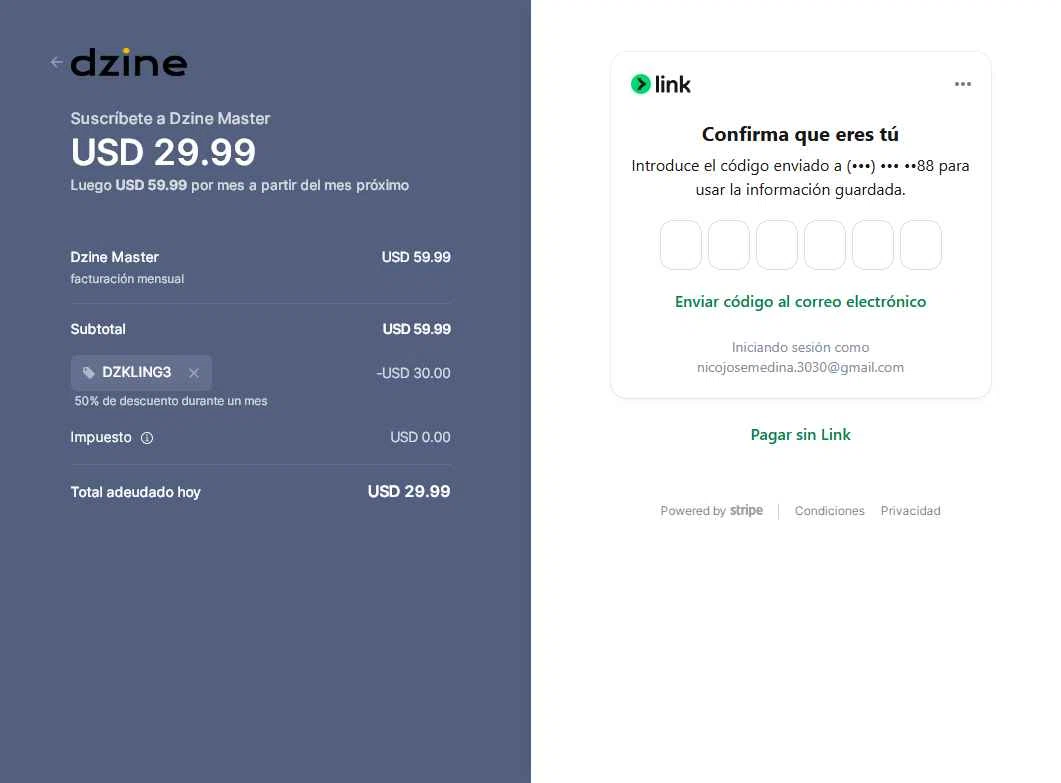 Dzine AI checkout page showing Dzine AI promo code box | Screenshot taken by SimplyCodes community member on Feb 8, 2026