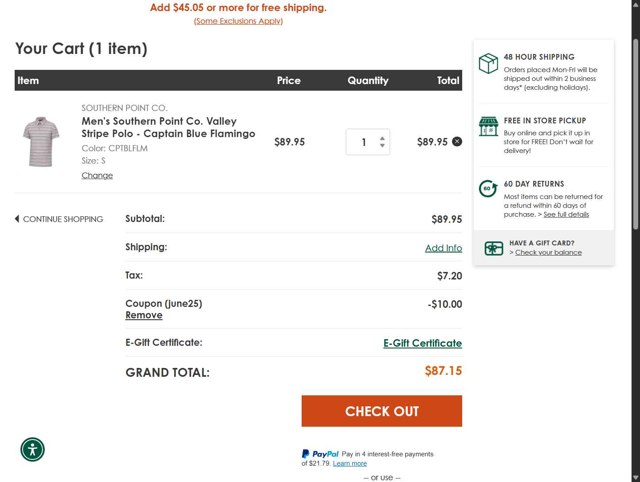 Eagle Eye Outfitters checkout page showing Eagle Eye Outfitters coupon code box | Screenshot taken by SimplyCodes community member on Jun 19, 2025