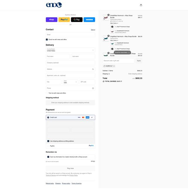 Eagles Nest Outfitters checkout page showing Eagles Nest Outfitters promo code box | Screenshot taken by SimplyCodes community member on Sep 15, 2025
