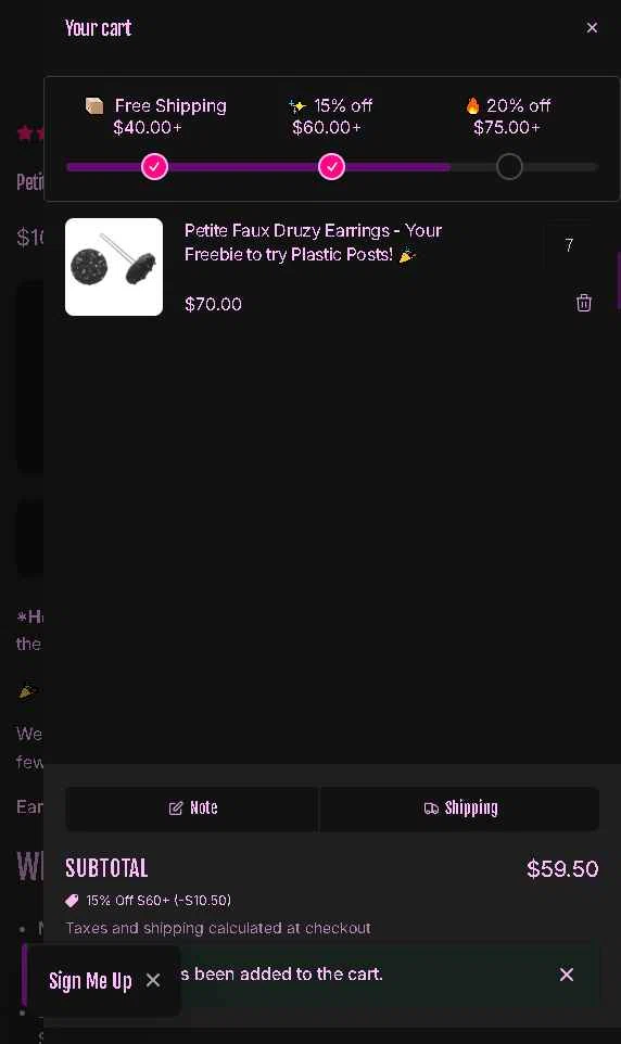 Earrings by Emma checkout page showing Earrings by Emma discount code box | Screenshot taken by SimplyCodes community member on Dec 30, 2025