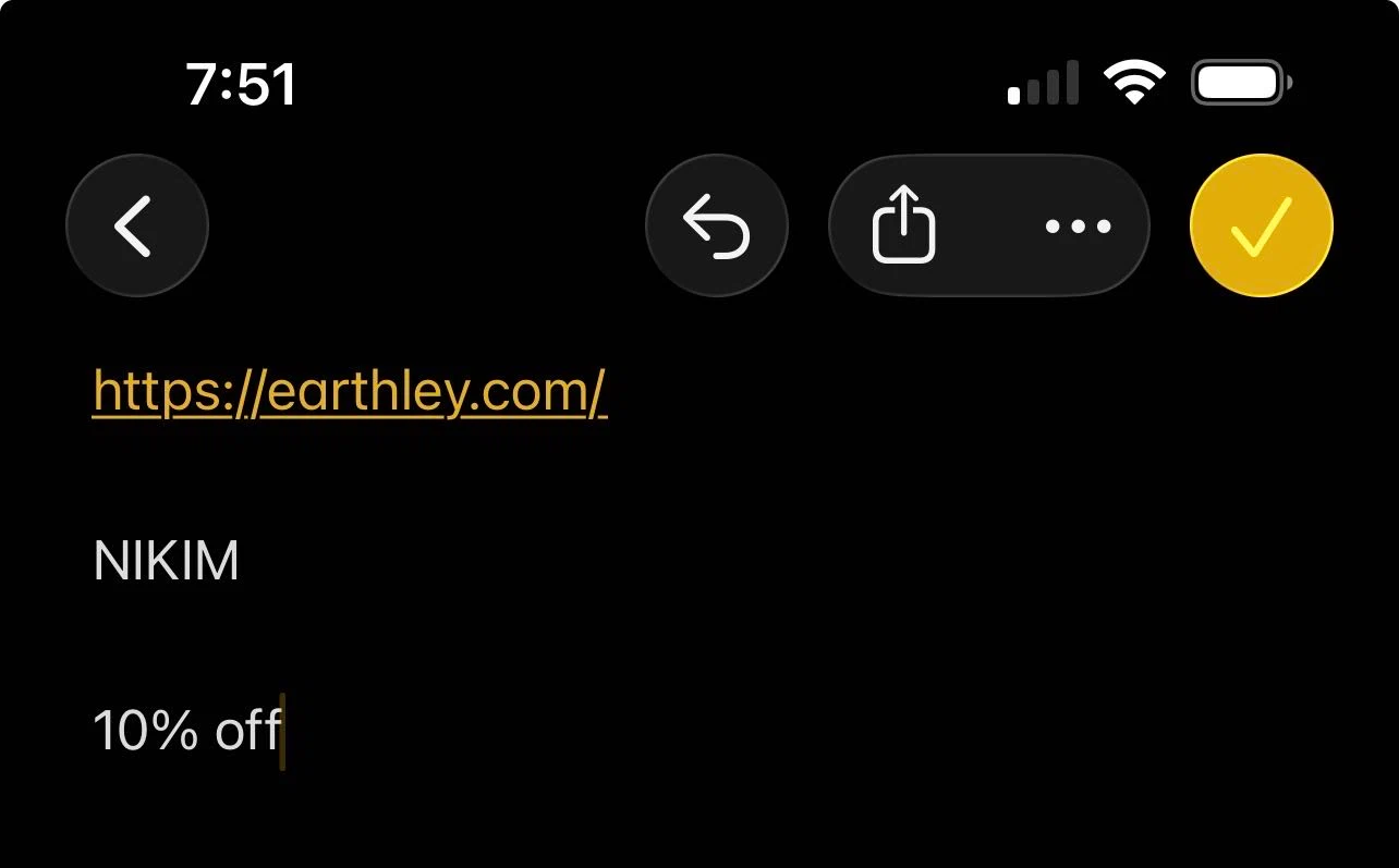 Earthley coupon code screenshot showing code NIKIM applied at Earthley checkout page. Uploaded by SimplyCodes community member NikiMalakos on Feb 14, 2026