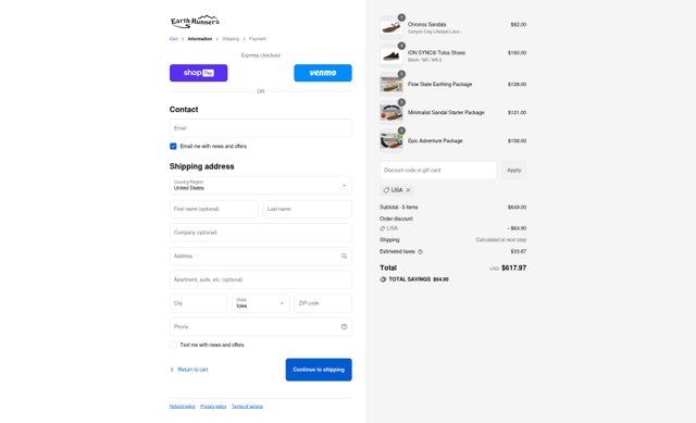 Earth Runners checkout page showing Earth Runners discount code box | Screenshot taken by SimplyCodes community member on Aug 27, 2025