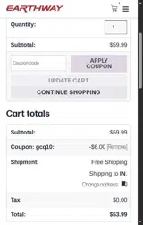 Earthway coupon verification screenshot