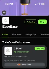 RUBIESMERALDA coupon verification screenshot