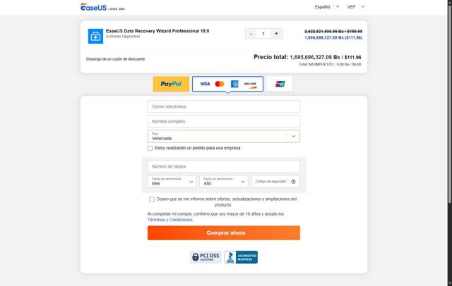 EaseUS checkout page showing EaseUS discount code box | Screenshot taken by SimplyCodes community member on Sep 5, 2025