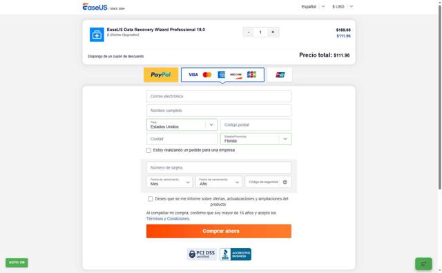 EaseUS checkout page showing EaseUS discount code box | Screenshot taken by SimplyCodes community member on Aug 31, 2025