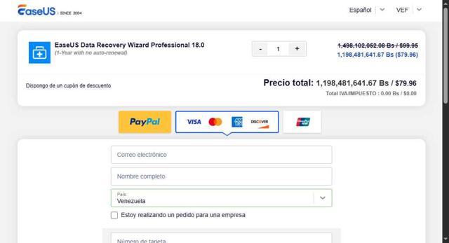 EaseUS checkout page showing EaseUS discount code box | Screenshot taken by SimplyCodes community member on Sep 4, 2025
