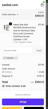 ZADQUI coupon verification screenshot