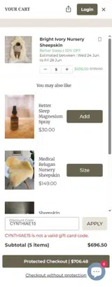 East Perry coupon verification screenshot