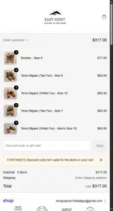 East Perry coupon verification screenshot