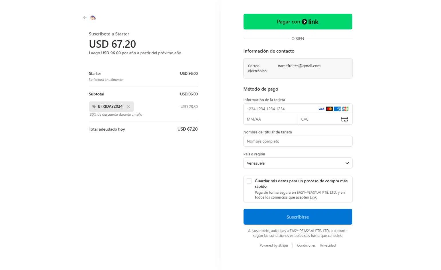 Easy-Peasy.AI checkout page showing Easy-Peasy.AI promo code box | Screenshot taken by SimplyCodes community member on Jan 19, 2026