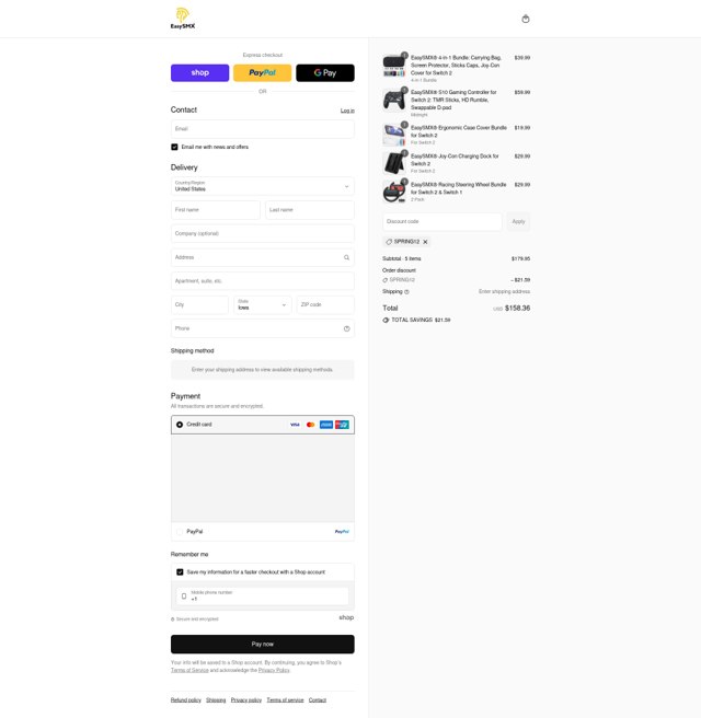 EasySMX checkout page showing EasySMX discount code box | Screenshot taken by SimplyCodes community member on Sep 3, 2025