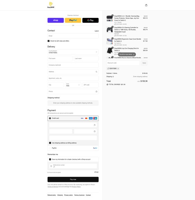 EasySMX checkout page showing EasySMX discount code box | Screenshot taken by SimplyCodes community member on Sep 3, 2025