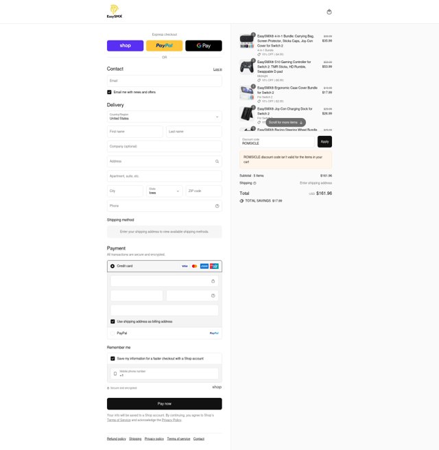 EasySMX checkout page showing EasySMX discount code box | Screenshot taken by SimplyCodes community member on Sep 3, 2025
