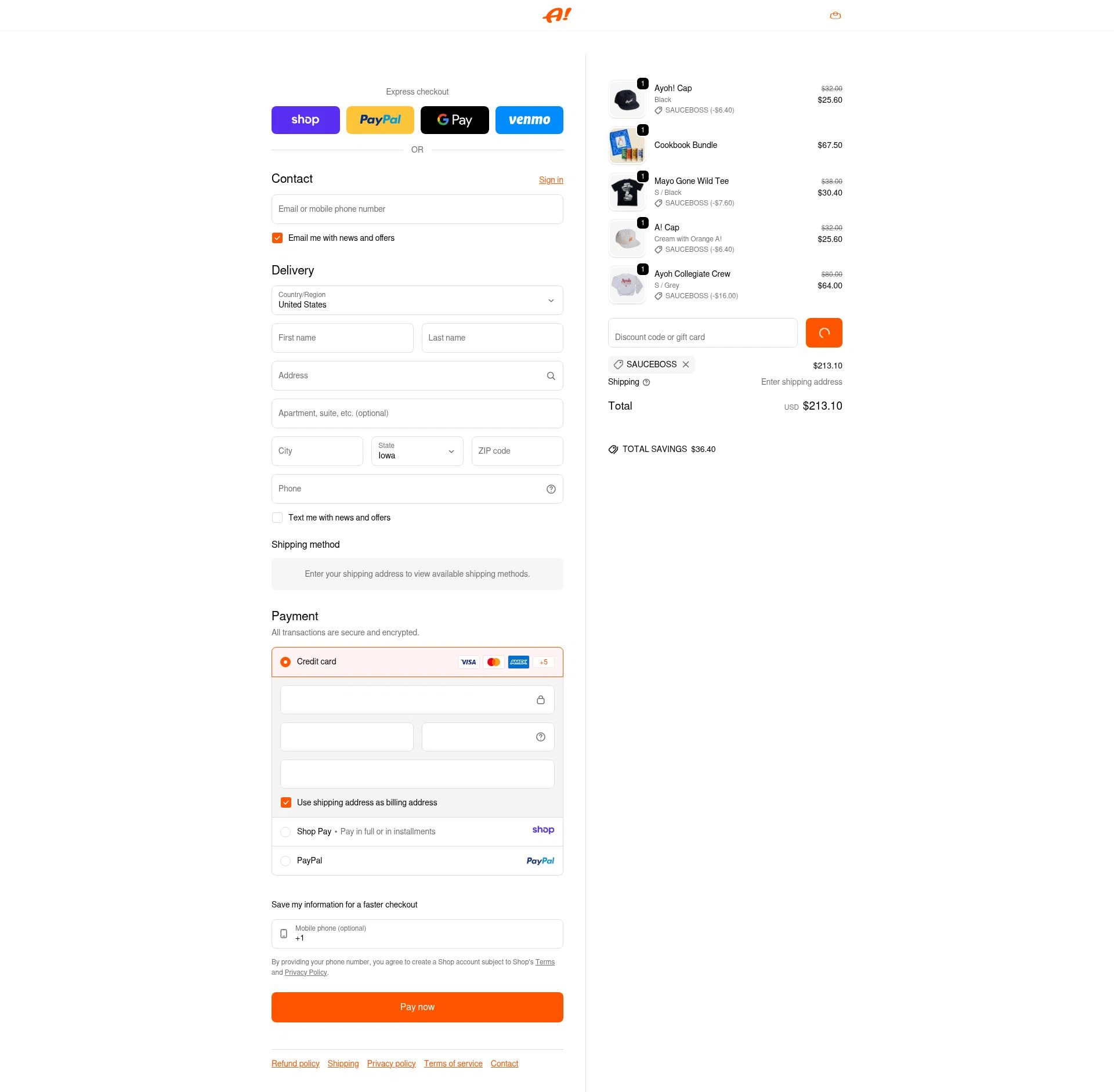 Ayoh! checkout page showing Ayoh! discount code box | Screenshot taken by SimplyCodes community member on Jan 10, 2026