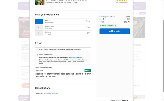 Eating Europe checkout page showing Eating Europe promo code box | Screenshot taken by SimplyCodes community member on Aug 30, 2025