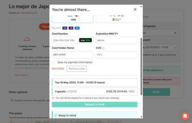 EatWith checkout page showing EatWith promo code box | Screenshot taken by SimplyCodes community member on Jul 11, 2025