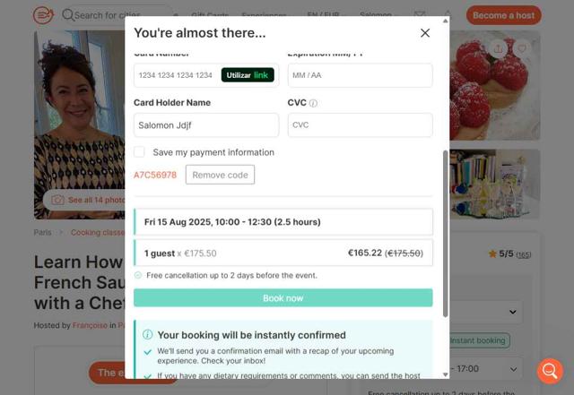 EatWith checkout page showing EatWith promo code box | Screenshot taken by SimplyCodes community member on Jul 11, 2025