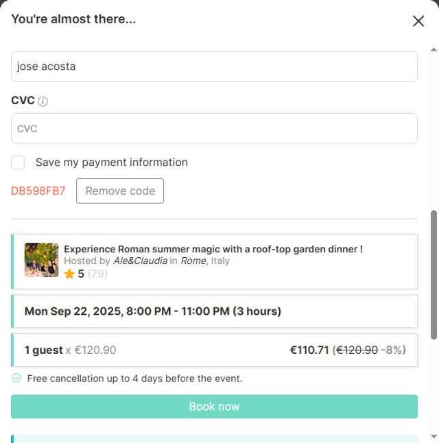 EatWith checkout page showing EatWith promo code box | Screenshot taken by SimplyCodes community member on Jul 5, 2025