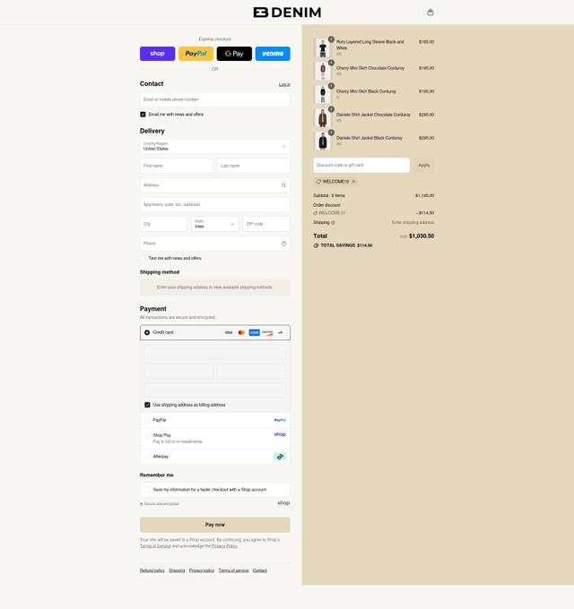 EB Denim checkout page showing EB Denim promo code box | Screenshot taken by SimplyCodes community member on Sep 8, 2025