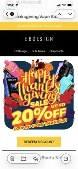 EBDesign coupon verification screenshot
