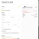 EBDesign coupon verification screenshot