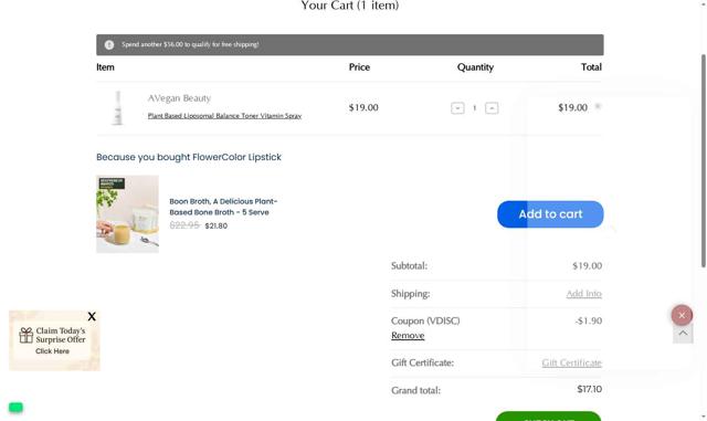 Ecco Bella checkout page showing Ecco Bella coupon code box | Screenshot taken by SimplyCodes community member on Sep 13, 2025