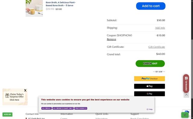 Ecco Bella checkout page showing Ecco Bella coupon code box | Screenshot taken by SimplyCodes community member on Sep 13, 2025