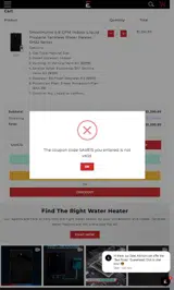 Eccotemp coupon verification screenshot