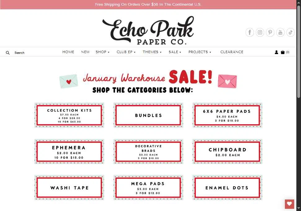 Echo Park Paper checkout page showing Echo Park Paper coupon code box | Screenshot taken by SimplyCodes community member on Feb 2, 2026