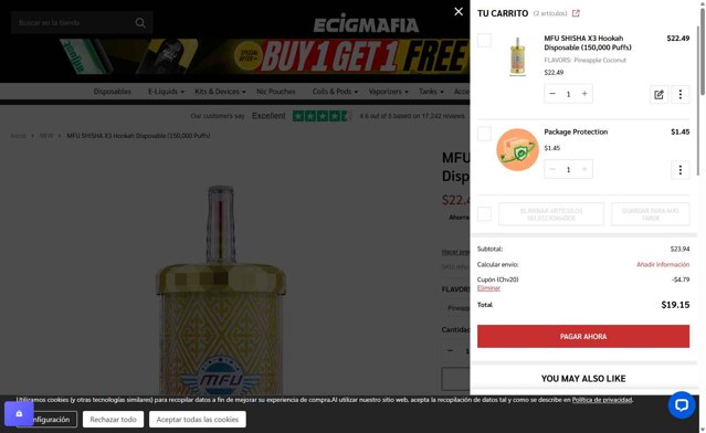 EcigMafia checkout page showing EcigMafia coupon code box | Screenshot taken by SimplyCodes community member on Sep 6, 2025