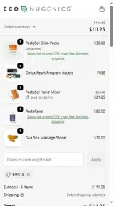 BHG15 coupon verification screenshot